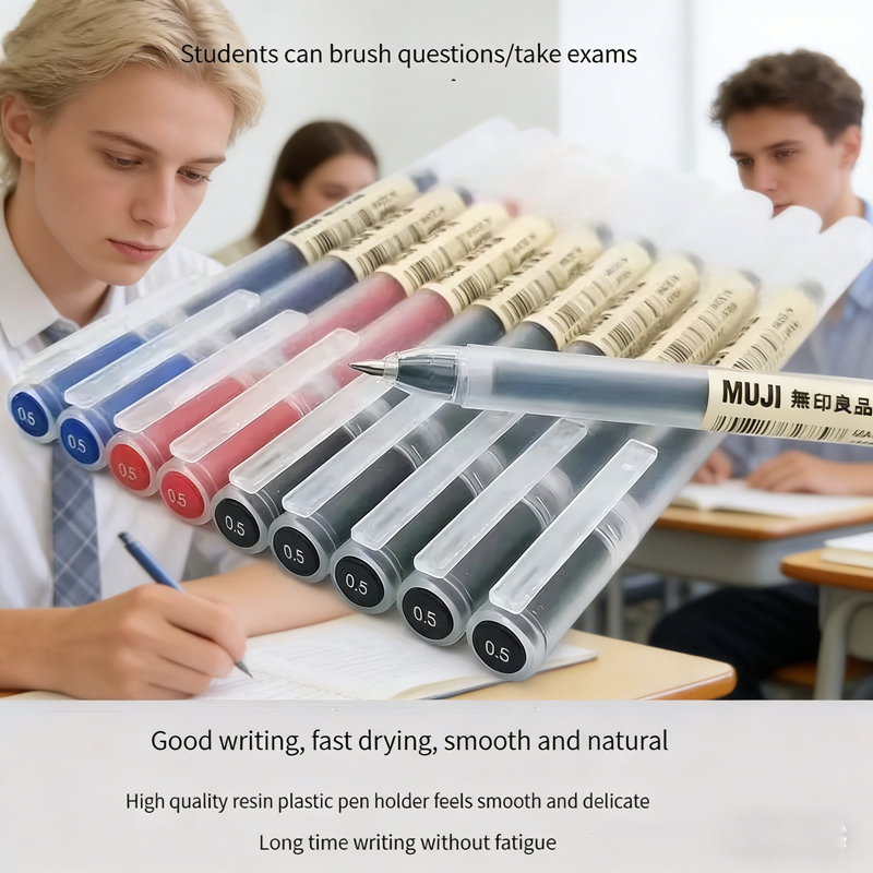 Muji Stationery Gel Pen - 6/8 ชิ้น MUJI ชุดปากกาลูกลื่น,0.38/0.5 มม.สีดำสีแดงสีน้ำเงิน,ญี่ปุ่นคาวาอิเจลปากกาเครื่องเขียนสำหรับโรงเรียนและสำนักงาน